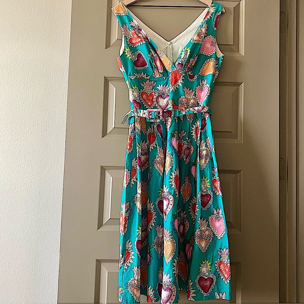 Vibrant Heart Print Dress UK16/US12